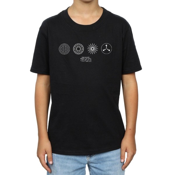 Fantastic Beasts Boys Circular Icons T-Shirt 12-13 år Svart Black 12-13 Years