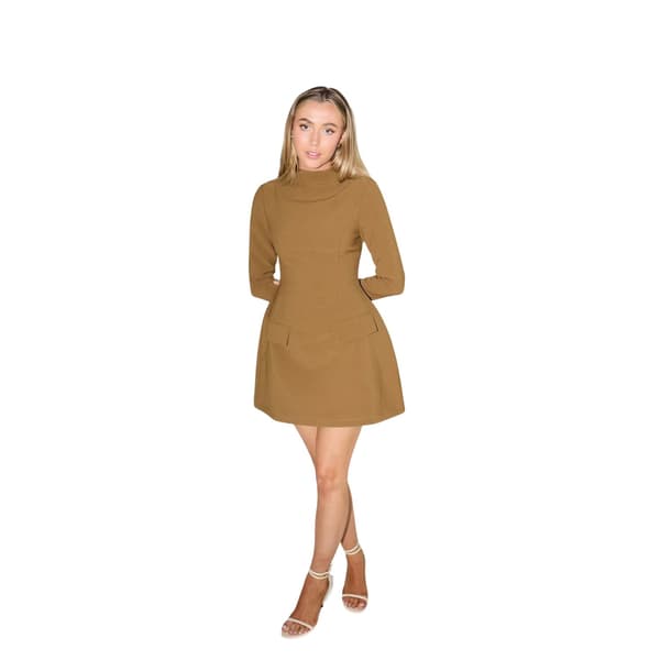 Odd Muse Dam/Kvinnor Utsvängd Långärmad Miniklänning XXS Oliv Olive XXS