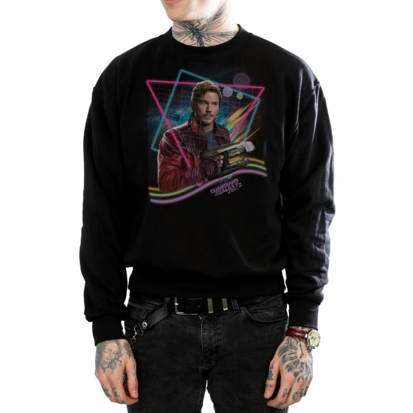 Marvel Mens Guardians Of The Galaxy Neon Star Lord Sweatshirt 3 Black 3XL