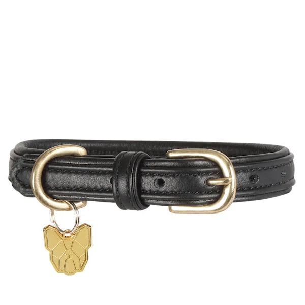 Digby & Fox Läderfodrat Hundhalsband XS - Halsmått: 29cm-34cm Black XS - Neckline: 29cm-34cm