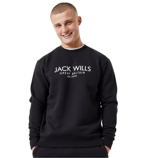 Jack Wills Herr Belvue Broderad Logotyp Tröja S Svart Black S