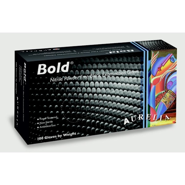 Aurelia Bold Nitrile Powder  Engångshandskar för undersökning Black L