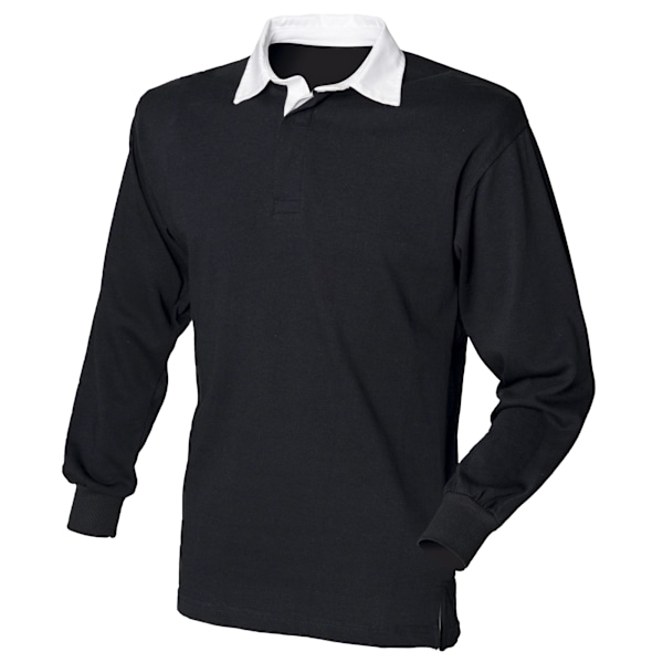 Front Row Long Sleeve Classic Rugby Polo Shirt 2XL Svart/Vit Black/White 2XL