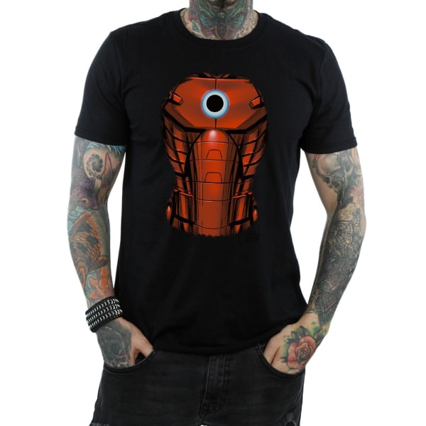 Marvel Iron Man T-shirt med bröstbild, svart, herrstorlek M Black M