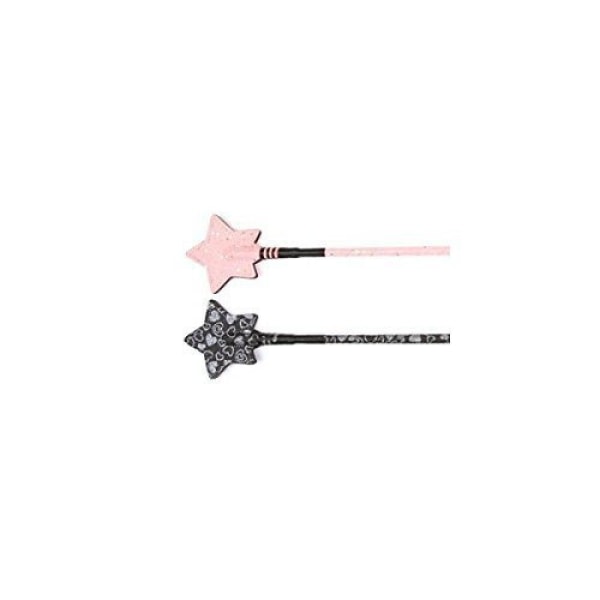 HySCHOOL Glitter Star Riding Whip 26in Rosa Pink 26in