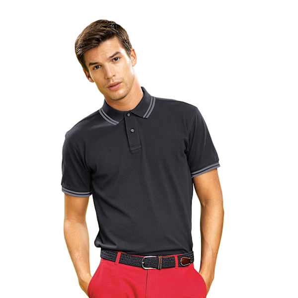 Asquith & Fox Klassisk passform Tipped Poloskjorta M Svart Heathe Black Heather/Charcoal M