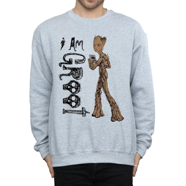 Marvel Mens Avengers Infinity War I Am Teenage Groot Sweatshirt Sports Grey L