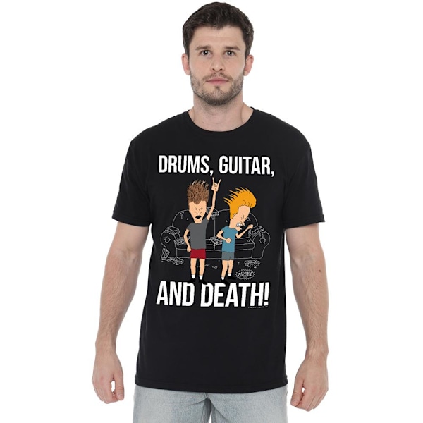 Beavis & Butthead Herr T-Shirt Trummor Gitarr & Död 4XL Svart Black 4XL
