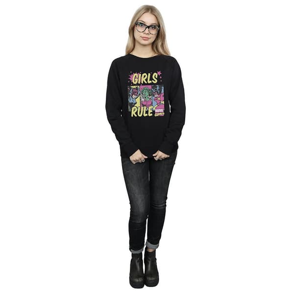 Marvel Comics Dam/Damer Tjejer Rule Sweatshirt M Svart Black M