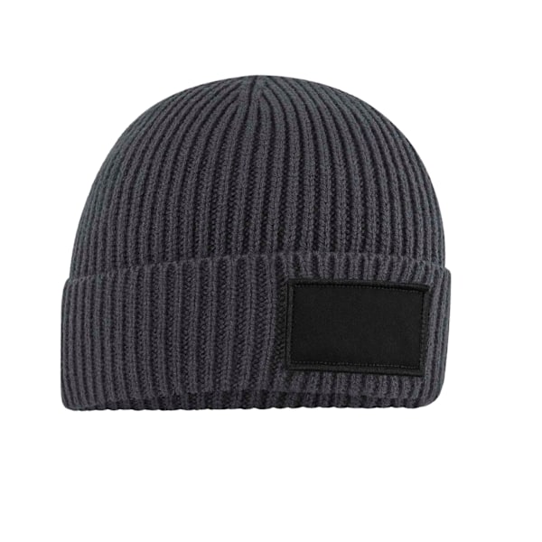 Beechfield Unisex Patch Beanie One Size Graphic Grå/Svart Graphic Grey/Black One Size