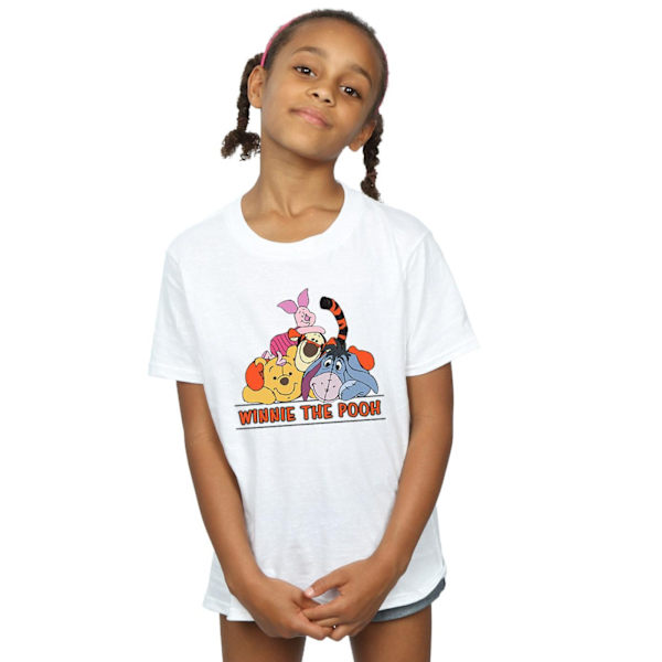 Disney Girls Winnie The Pooh Group Bomull T-shirt 9-11 År Vit White 9-11 Years