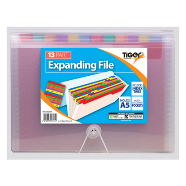 Tiger Stationery Rainbow A5 Expanderande Fil En Storlek Klar/Multi Clear/Multicoloured One Size