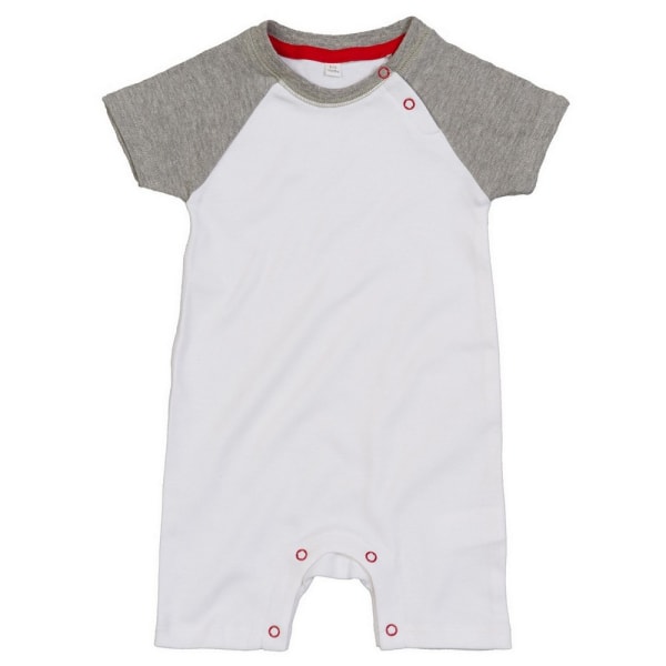 Babybugz Baby Melange Baseball Bodysuit 12-18 månader Vit/Heat White/Heather Grey/Red 12-18 Months