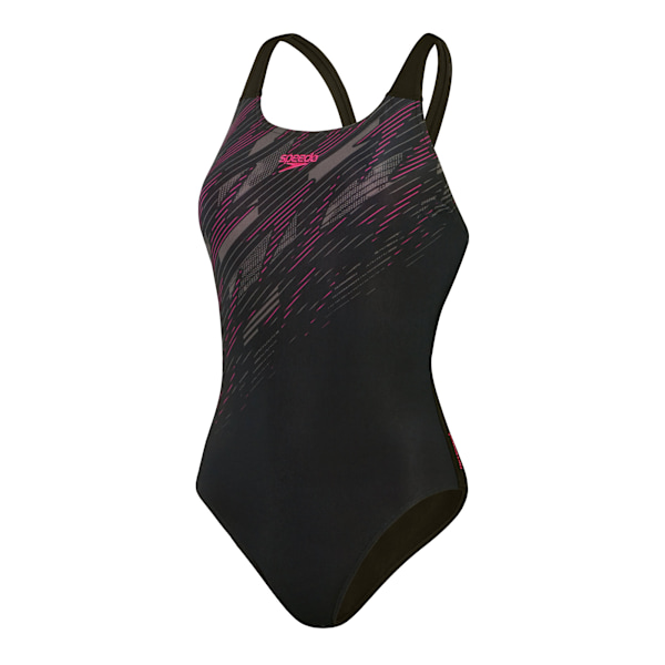 Speedo Womens/Ladies Hyperboom Placement Muscleback One Piece S Black/Pink 36 in