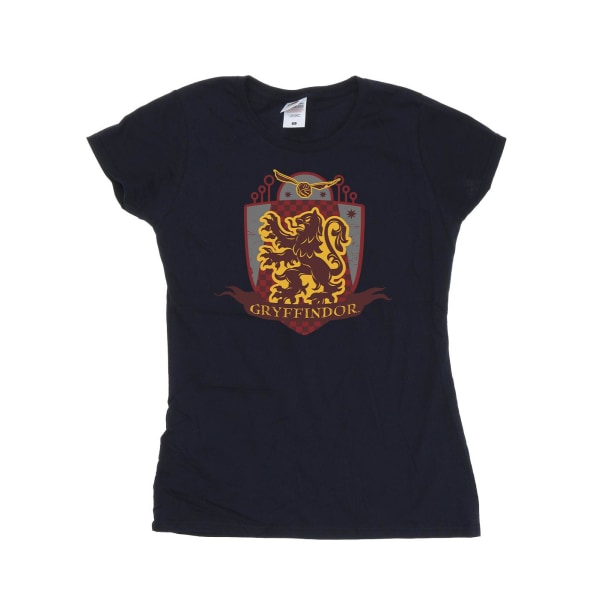 Harry Potter Dam/Kvinnor Gryffindor Bröst Badge Bomull T-Shir Navy Blue M