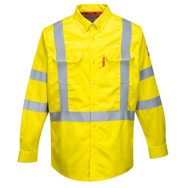 Portwest Herr Bizflame Hi-Vis Flame Resistant Shirt XL Gul Yellow XL