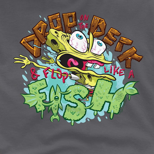 SvampBob Fyrkant Herr T-shirt Drop And Flop 4XL Gråmelerad Charcoal 4XL
