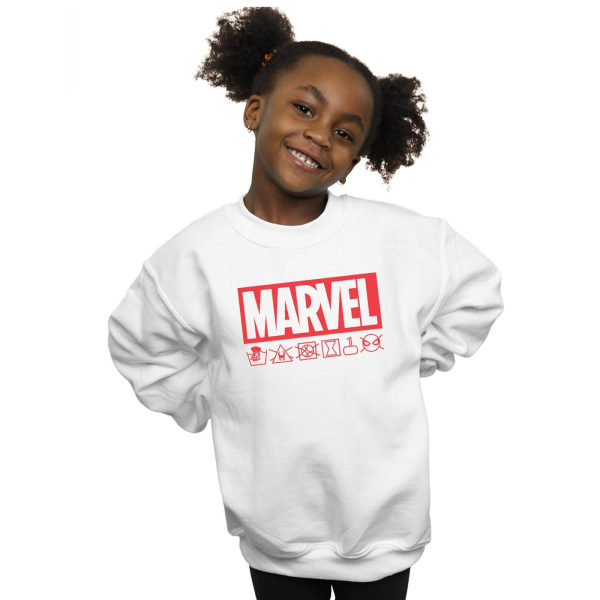 Marvel Girls Logo Wash Care Sweatshirt 7-8 år Vit White 7-8 Years