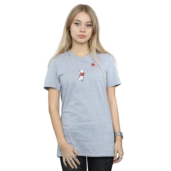 Disney Dam/Damer Winnie The Pooh Ballong Bomull Boyfriend T-Shirt Sports Grey L