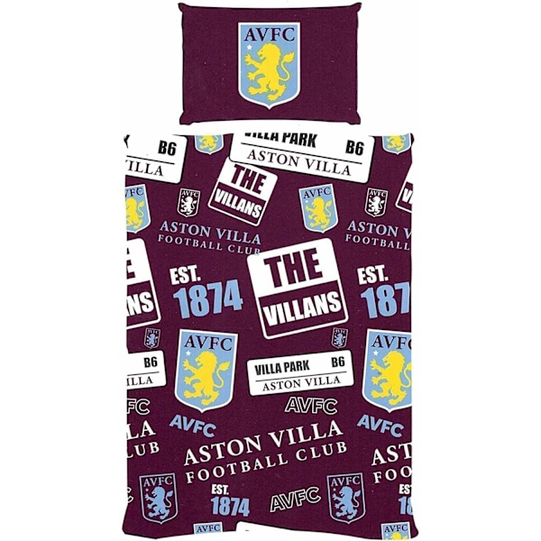 Aston Villa FC Patchwork Påslakanset Enkel Burgundy/Gul Burgundy/Yellow/White Single
