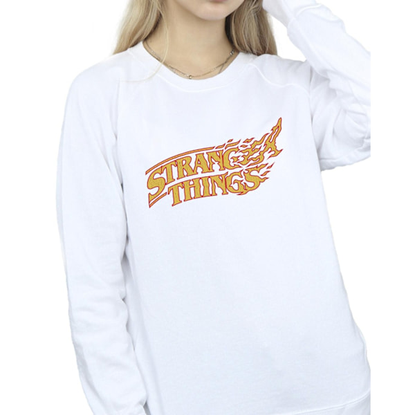 Netflix Dam/Kvinnor Stranger Things Logo Breaking Sweatshirt White M