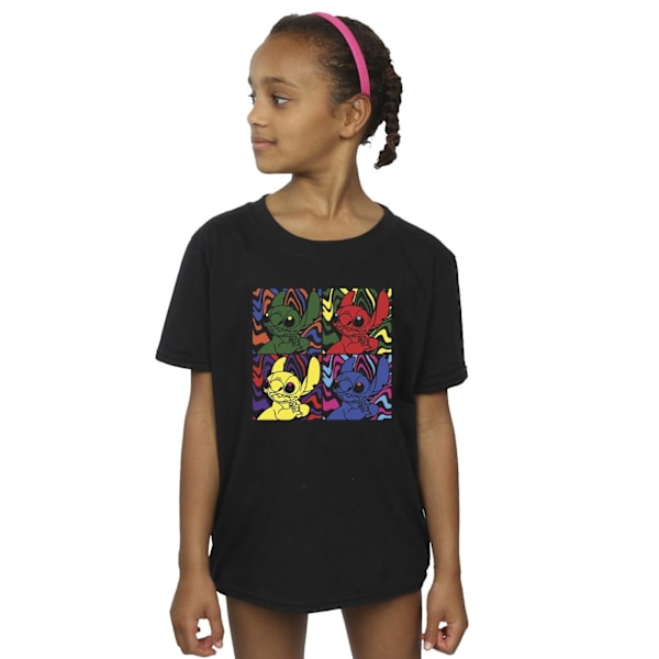 Disney Girls Lilo & Stitch Pop Art Bomull T-shirt 3-4 år Bla Black 3-4 Years