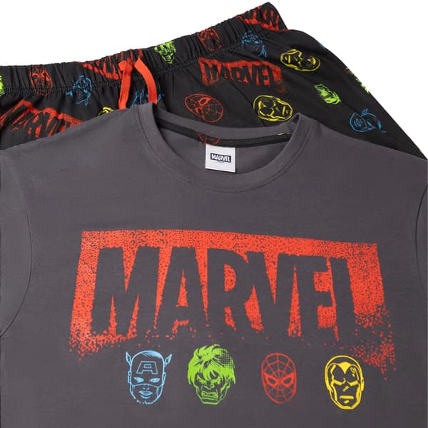 Marvel Avengers Pyjamas för män med logotyp, kortärmad, lång, M, flerfärgad Multicoloured M