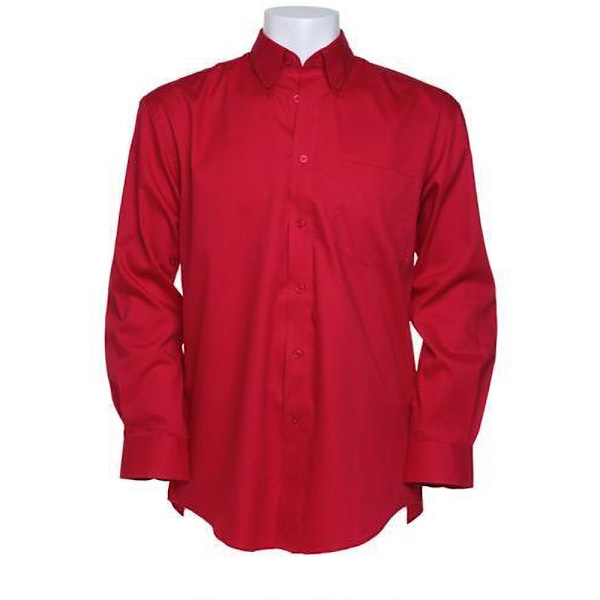 Kustom Kit Herr Långärmad Corporate Oxford Skjorta 15 tum Röd Red 15inch