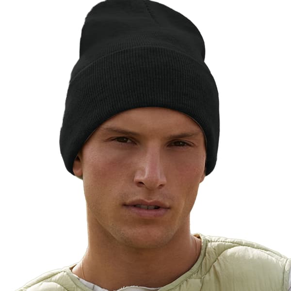Beechfield Unisex Vuxen Original Recycled Deep Cuffed Beanie On Black One Size
