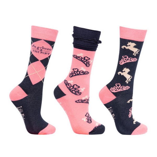 Little Rider Childrens/Kids The Princess And The Pony Socks (Pa Navy/Peach 8-12 Years