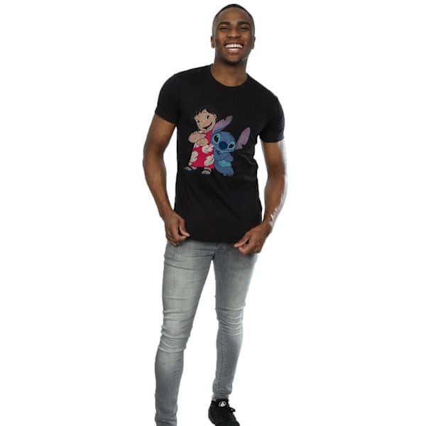 Lilo & Stitch Klassisk bomull T-shirt för män M Svart Black M