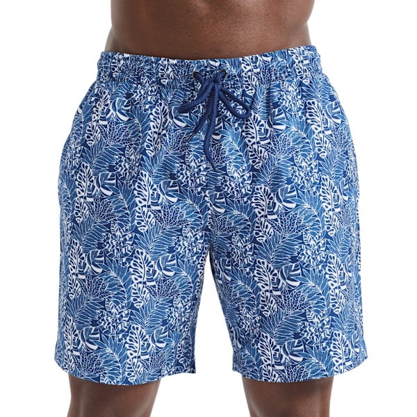 Wombat Herr Badbyxor med Lövtryck Storlek M R Vit/Marinblå White/Navy M R