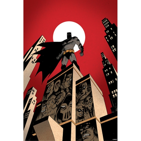 Batman Villain Skyline-affisch 91,5 cm x 0,1 cm x 61 cm Röd/Svart/C Red/Black/Cream 91.5cm x 0.1cm x 61cm