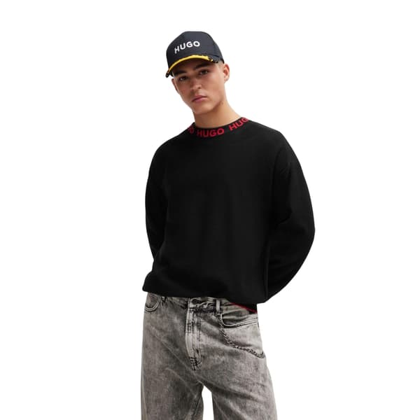 Hugo Boss Herr Smarlo Logotyp Tröja S Svart Black S