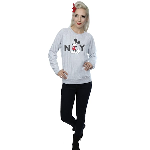 Disney Dam/Kvinnor Mickey Mouse NY Sweatshirt L Heather Grey Heather Grey L