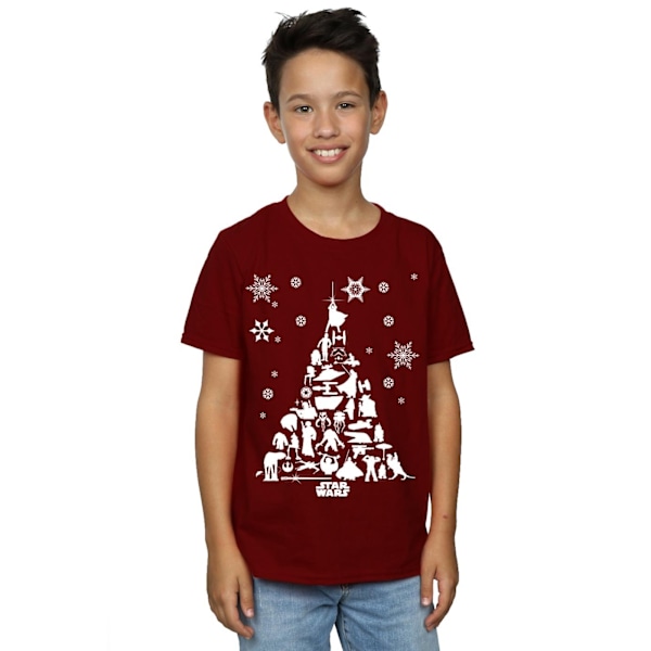 Star Wars Julgran T-shirt för pojkar 7-8 år Bordeaux Burgundy 7-8 Years