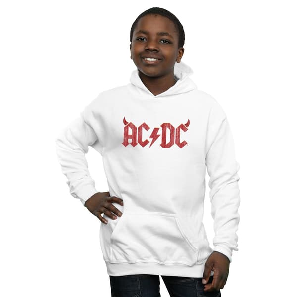 AC/DC Boys Horns Logo Hoodie 3-4 år Vit White 3-4 Years