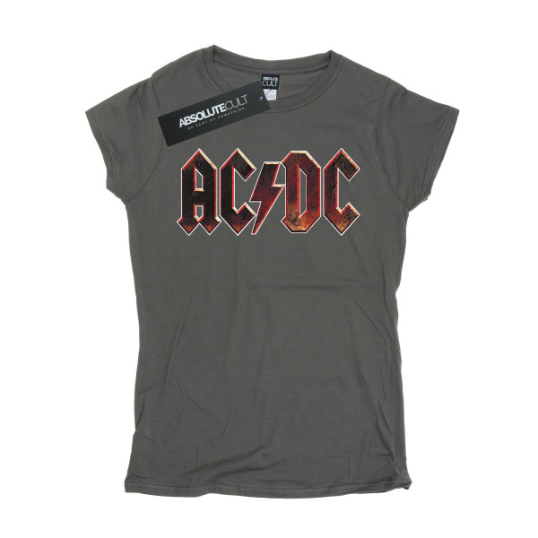 AC/DC Dam/Dam Raw Distressed Logo Bomulls T-shirt M Charco Charcoal M