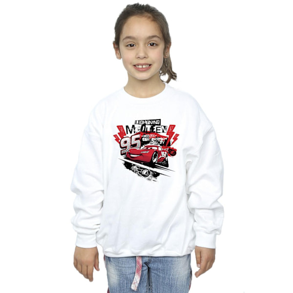 Disney Girls Cars Lightning McQueen Collage Sweatshirt 7-8 år White 7-8 Years