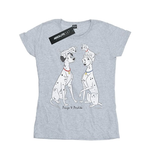 101 Dalmatiner Dam/Kvinnor Pongo Och Perdita Heather T-Shirt Heather Grey XS
