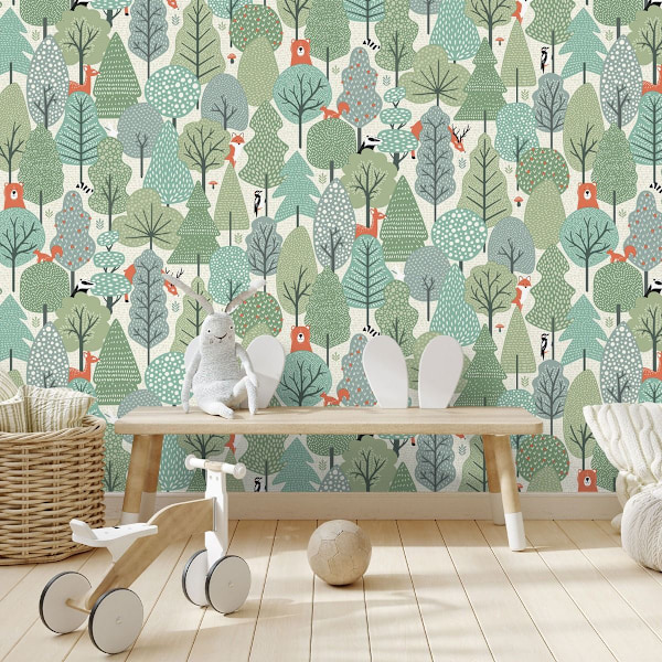 Muriva My Kingdom Wild Wood Textured Wallpaper 10m x 53cm Grön Green 10m x 53cm