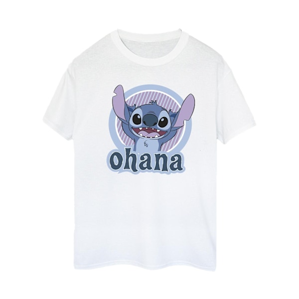 Disney Dam/Kvinnor Lilo Och Stitch Ohana Cirkel Bomull Pojkvän White XL
