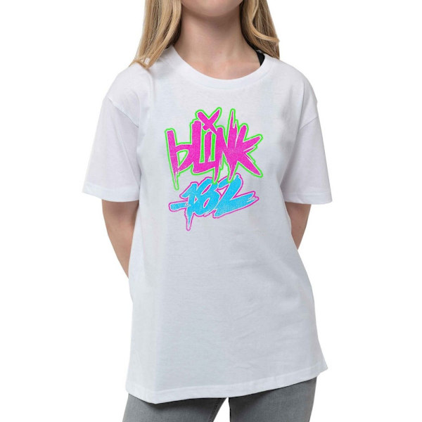 Blink 182 Barn/Barn Neon Logo T-Shirt 3-4 År Vit White 3-4 Years