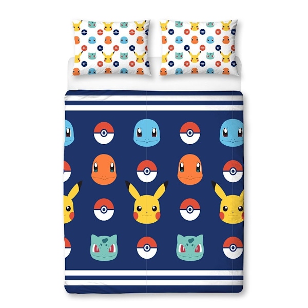 Pokemon Badge Täcke Set Dubbel Blå/Vit/Gul Blue/White/Yellow Double
