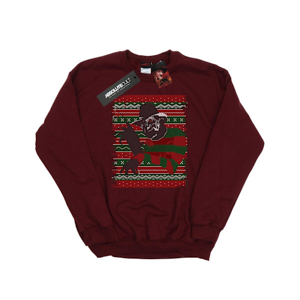 A Nightmare On Elm Street Dam/Damer Jul Fair Isle Sweatshirt Burgundy XL