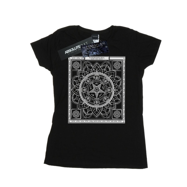 Supernatural Dam/Kvinnor Pentagram Mönster Bomull T-shirt XXL Black XXL