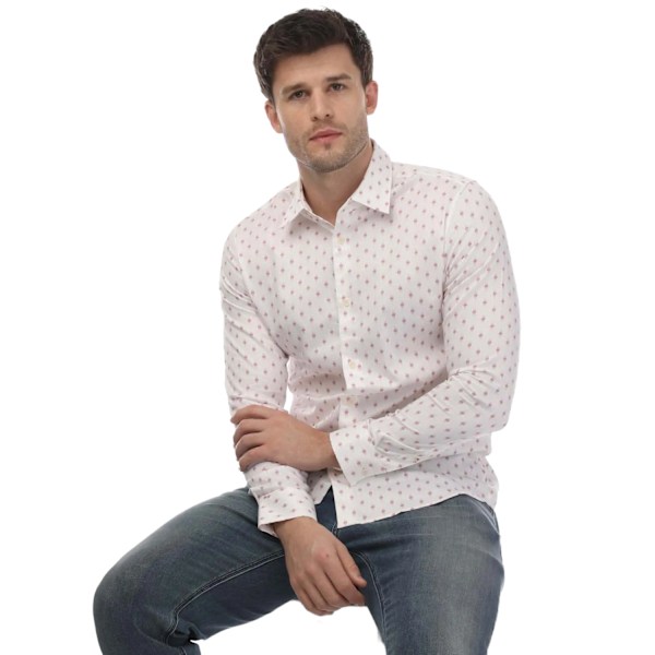 Ted Baker Herr Ardea Geometrisk Långärmad Skjorta 3XL Vit White 3XL