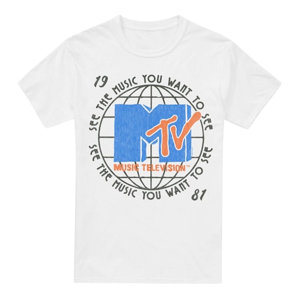 MTV Herr 1981 Globe T-Shirt M Vit White M