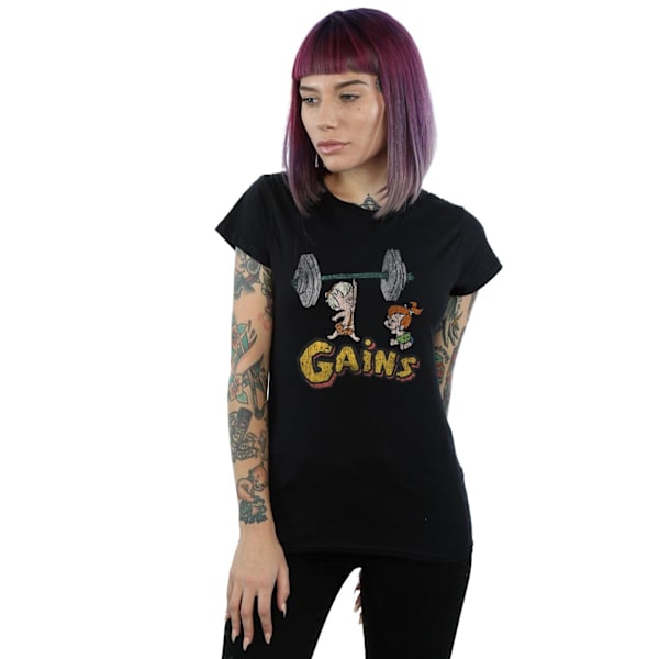 The Flintstones Dam/Kvinnor Bam Bam Gains Sliten Bomull T-shirt Black XL
