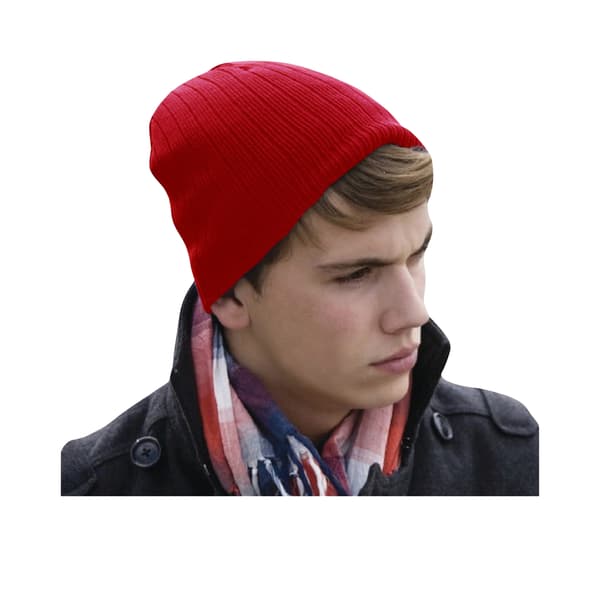 Result Unisex Dubbelstickad Tjock Bomulls Vintermössa En Storlek Röd Red One Size